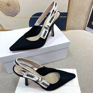 Dior Black Patent Leather Slingback Heels